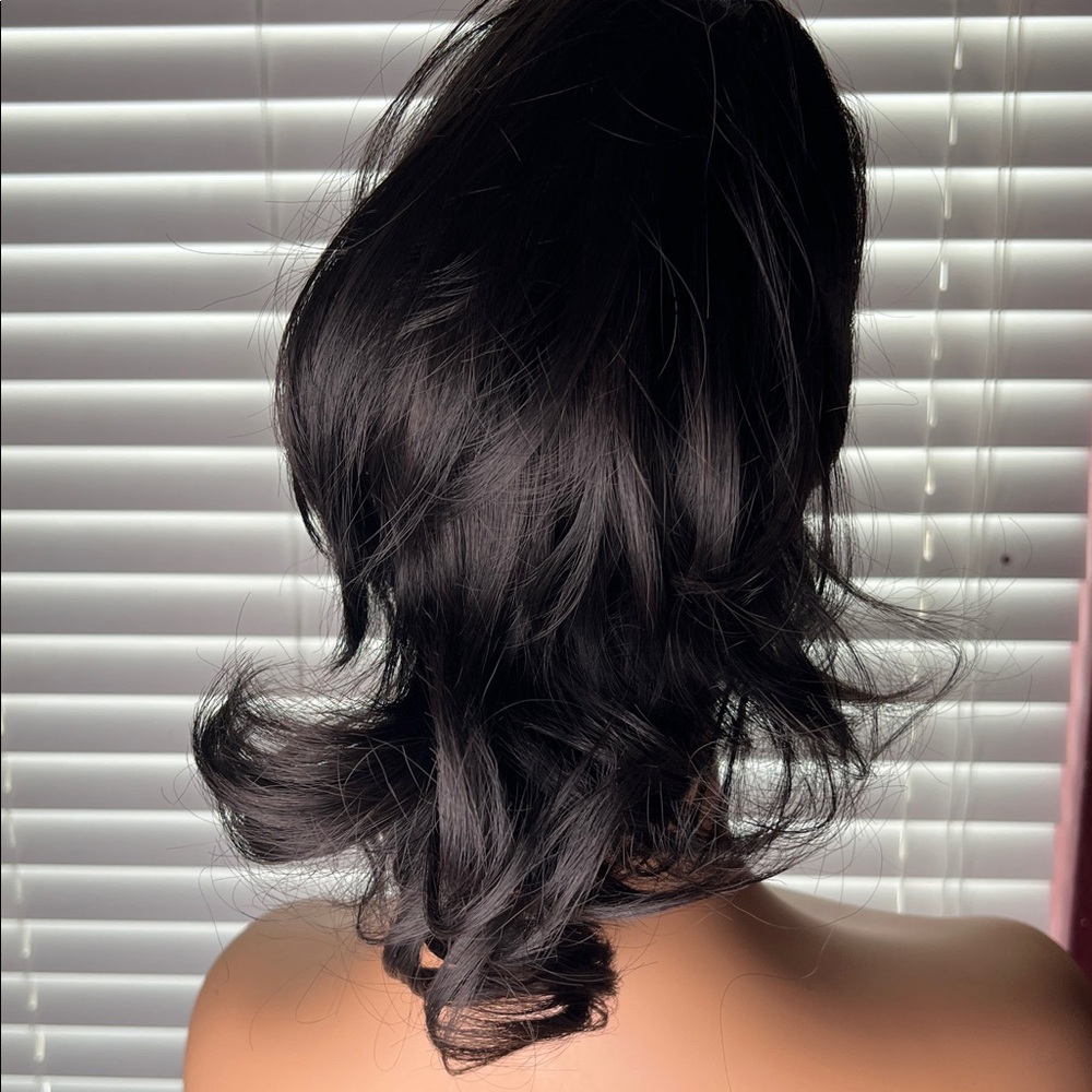 10” Clip-In Drawstring Ponytail – Black Brown Short Layered Cut, Lightweight‎